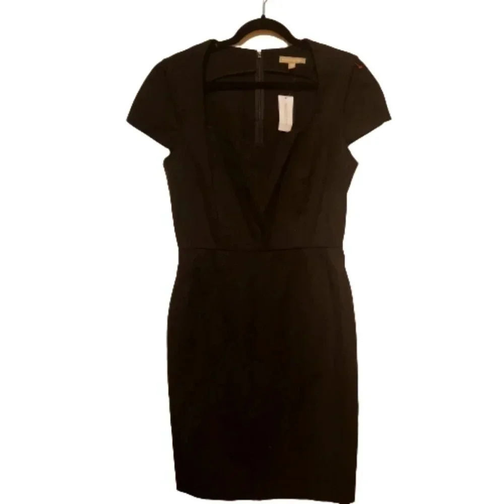 Banana Republic Black Wrap-Style Dress • Size 14 • Polished Power Classic • NWT